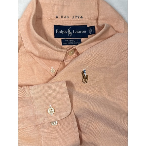 Ralph Lauren Other - Ralph Lauren Yarmouth Long Sleeve Button Shirt Orange Flesh Pony 17/34-35 Office